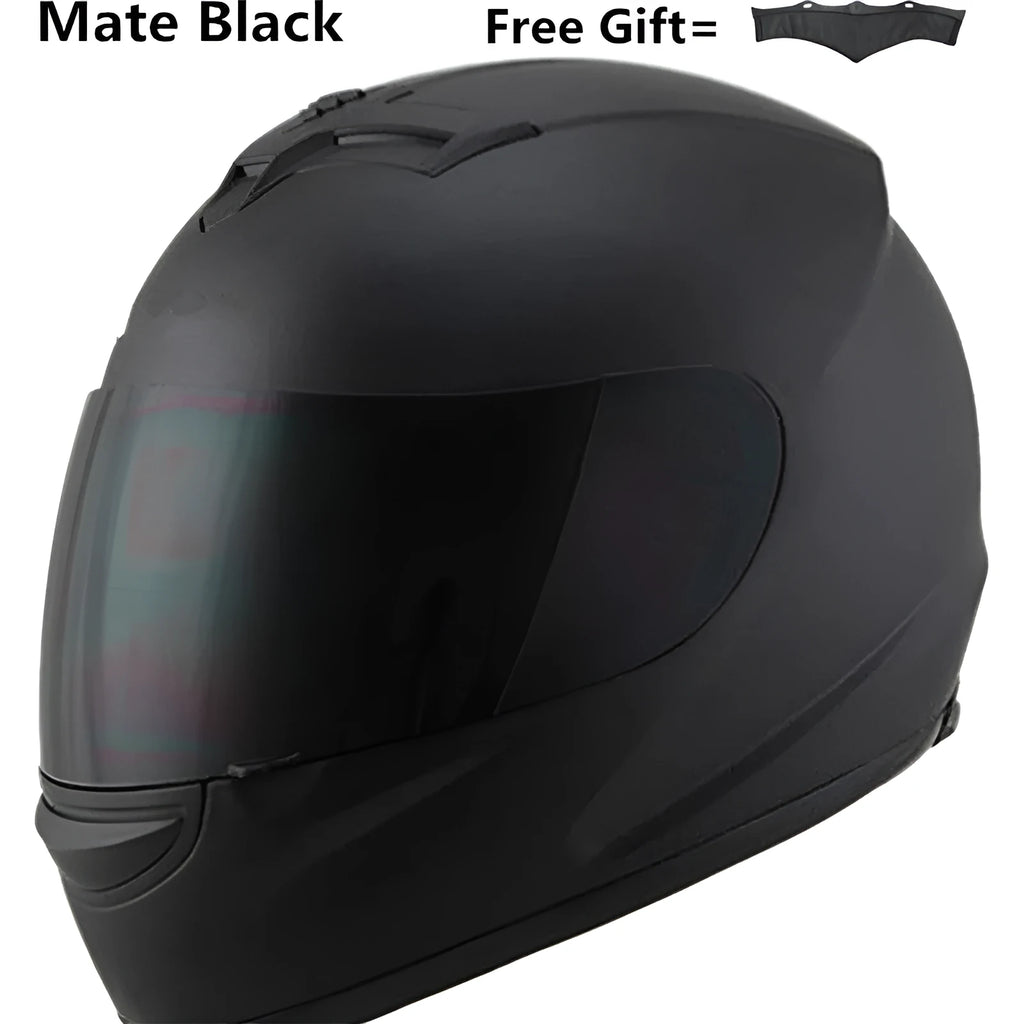 Men's full-face motorcycle helmet in Black Silver colour with adjustable chin strap and inner padding