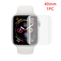 Full coverage hydrogel screen protector for Apple Watch Series 4, 3 and 1 on a watch.