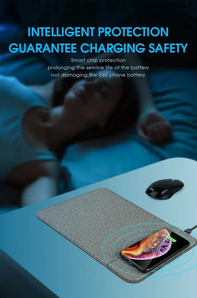 Foldable cloth wireless phone charging holder in open and closed positions