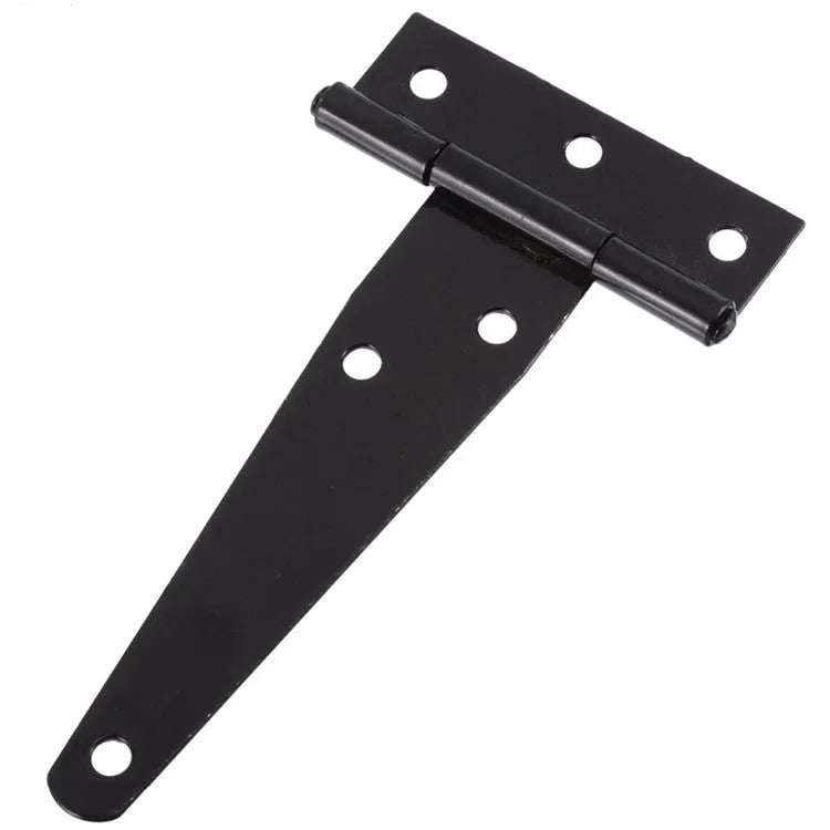 Fixed iron T-hinge for wooden doors and outdoor gates, shown in built-in installation position.