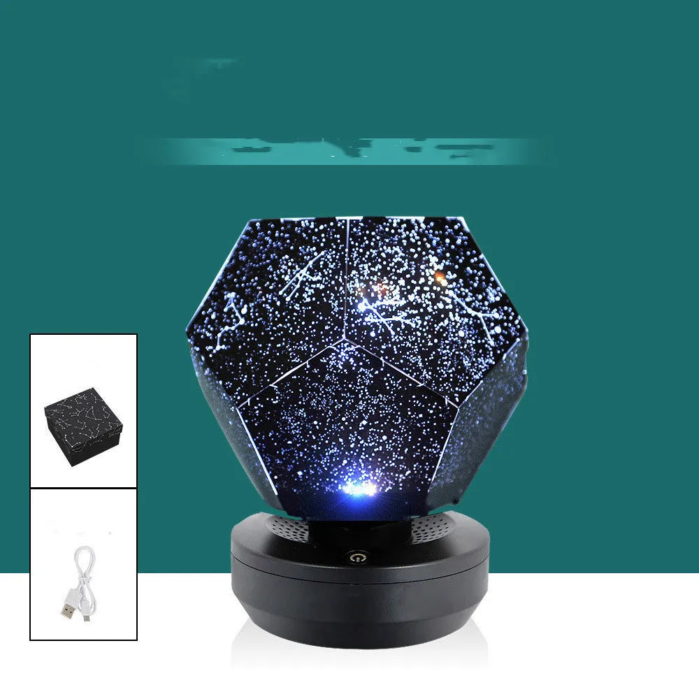 LED star projector night light projecting constellations onto bedroom ceiling with remote control