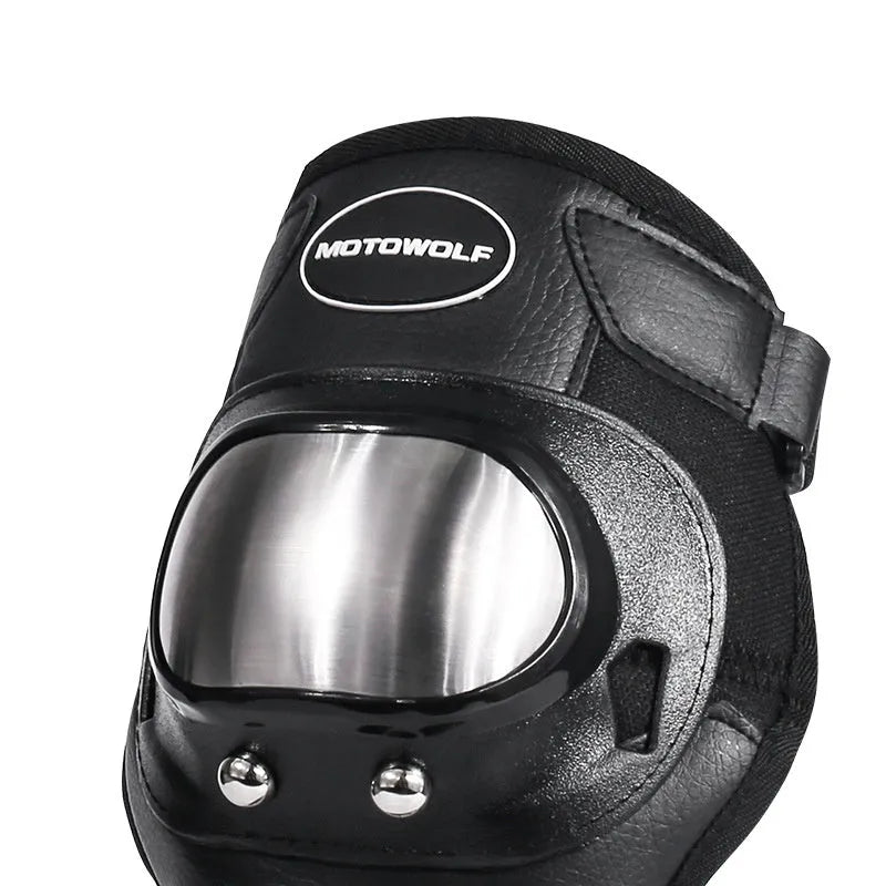 Off-road motorcycle stainless steel knee pads and elbow pads set black one size