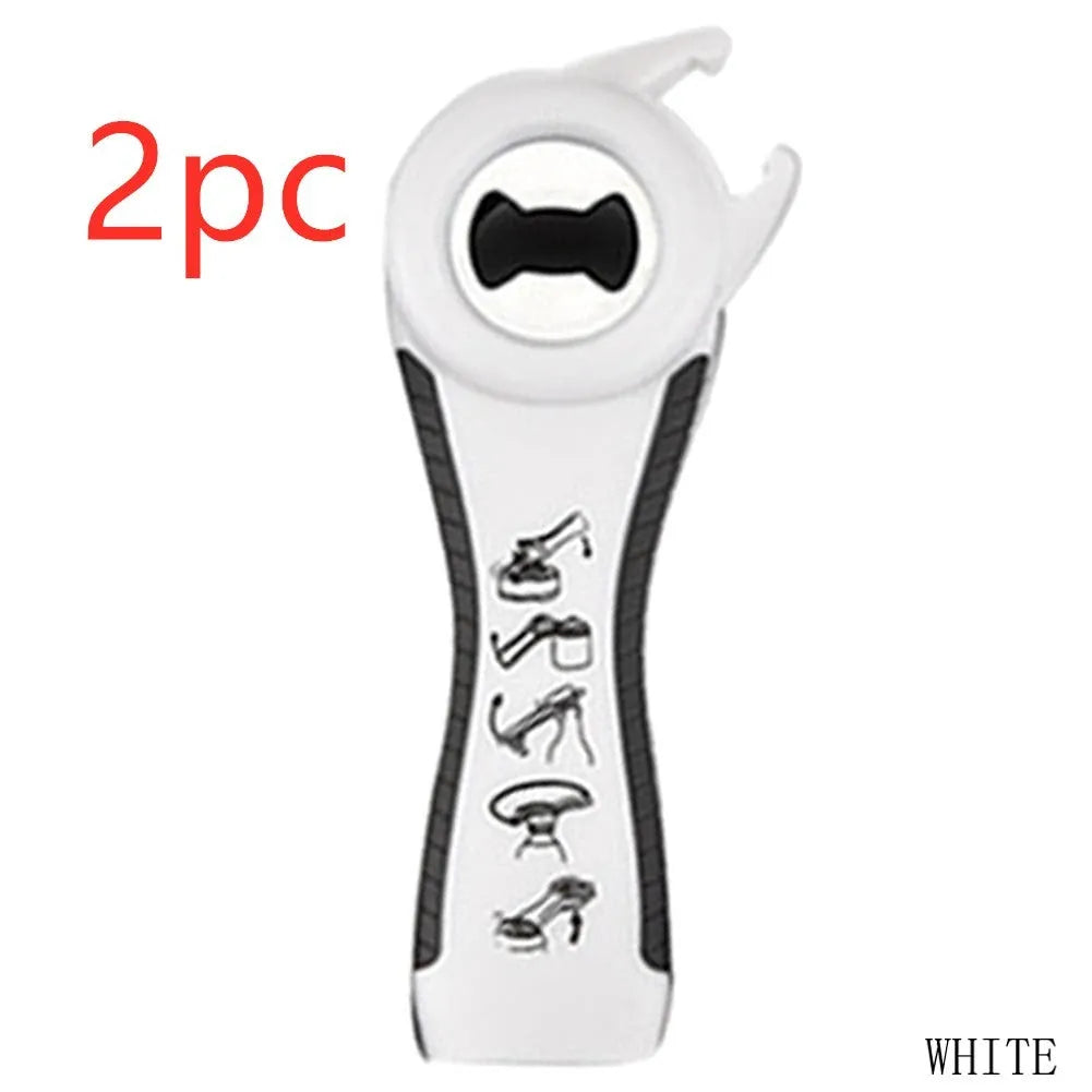 5 in 1 stainless steel can opener and beer bottle opener with PP handle in black colour
