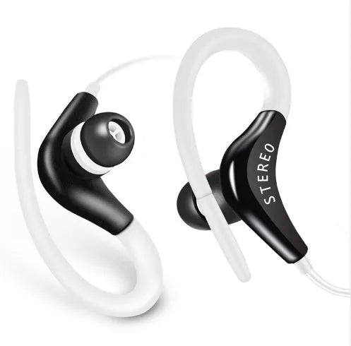 Wired earhook sport headphones in multiple colours with a 1.2m cable and 3.5mm plug.