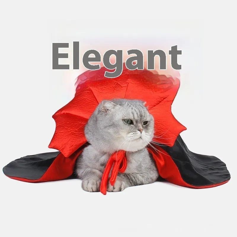 Black and red Halloween costume for pet cat or dog in polyester fabric