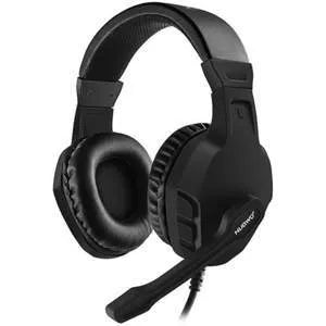 E-sports gaming headset in pure black with over-ear design, 50mm drivers, and attached microphone on 1.6m cable