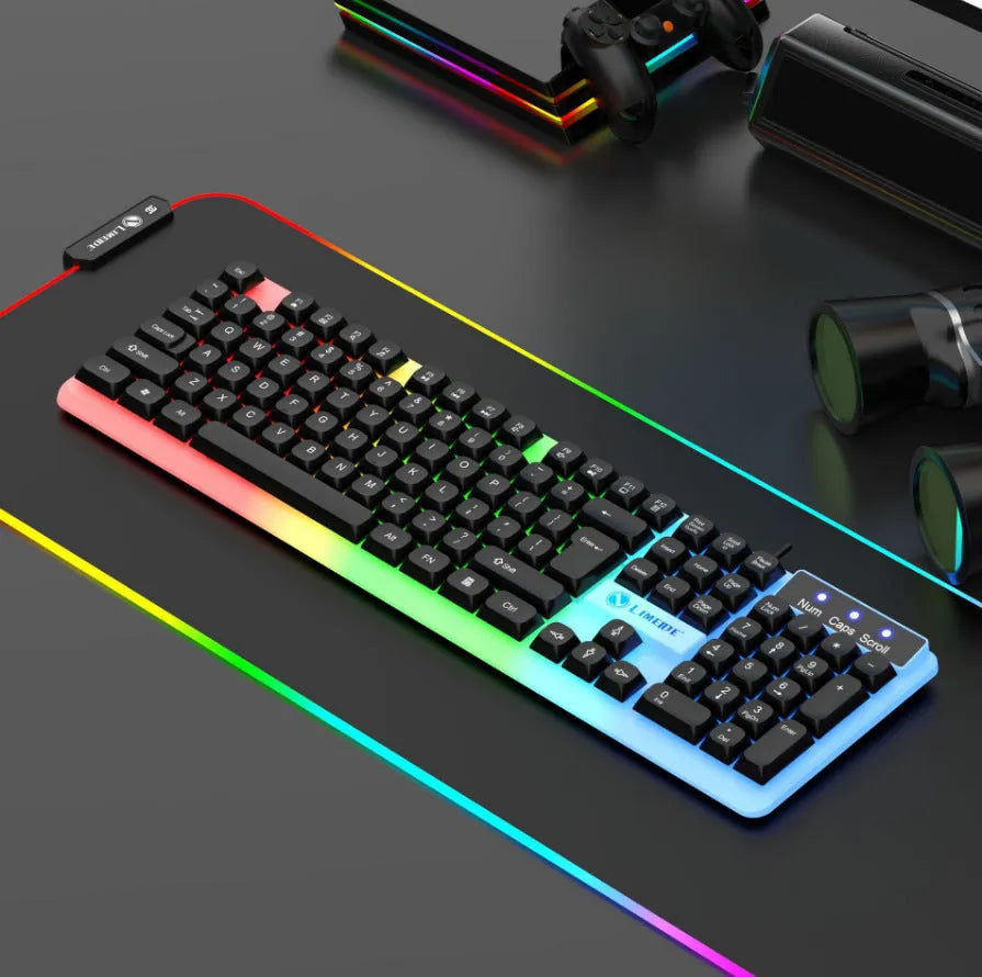 TX35 mechanical feeling keyboard in white colour with USB cable connected to laptop