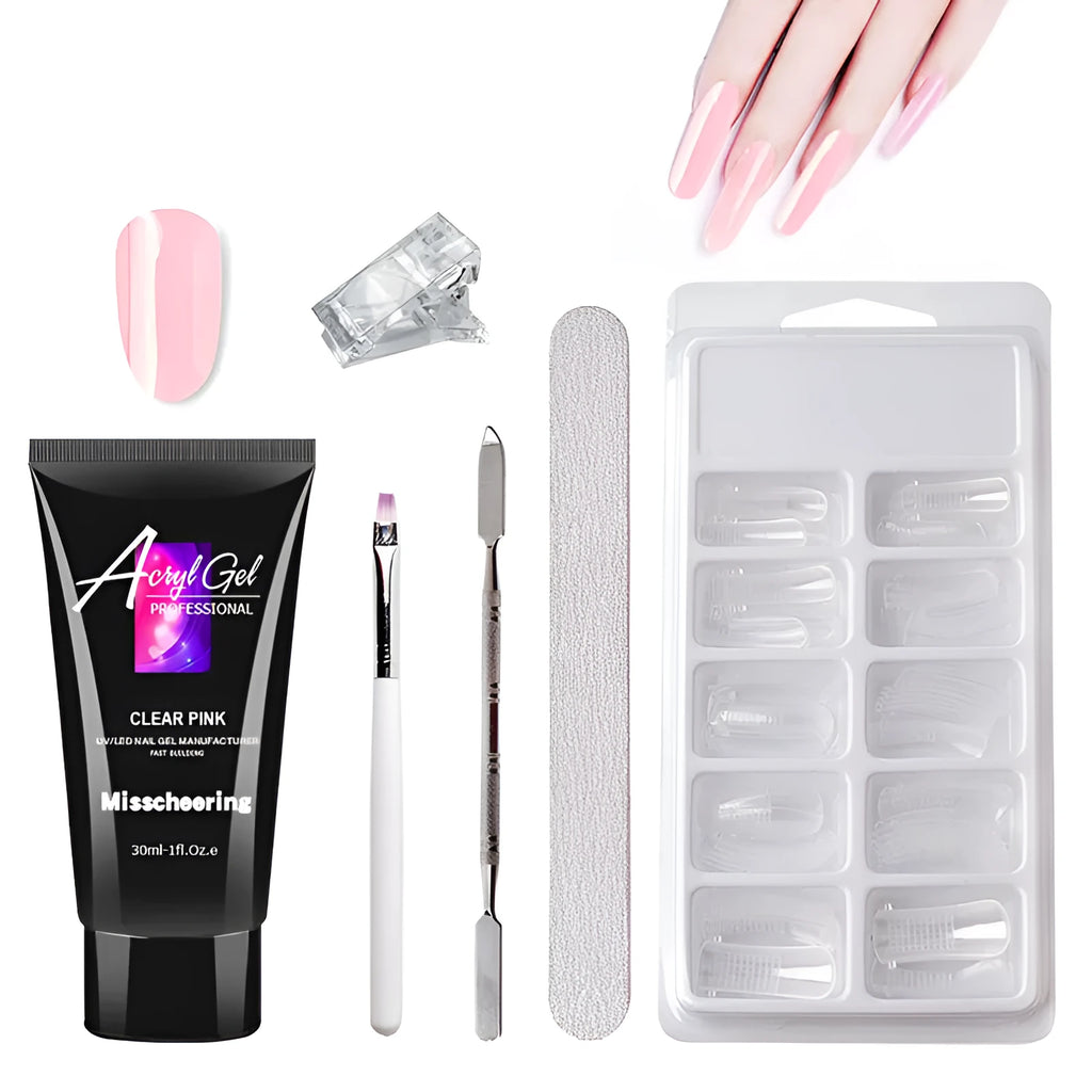 Painless crystal gel nail extension set in 30ml bottle with multiple colour options for DIY nail art