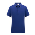 Beautician wearing a short-sleeved asymmetric polo shirt in light blue, showcasing the collar and Cool Silk Cotton fabric.