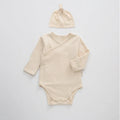 Pure cotton newborn triangle jumpsuit for boys and girls in apricot colour, suitable height 66-90cm