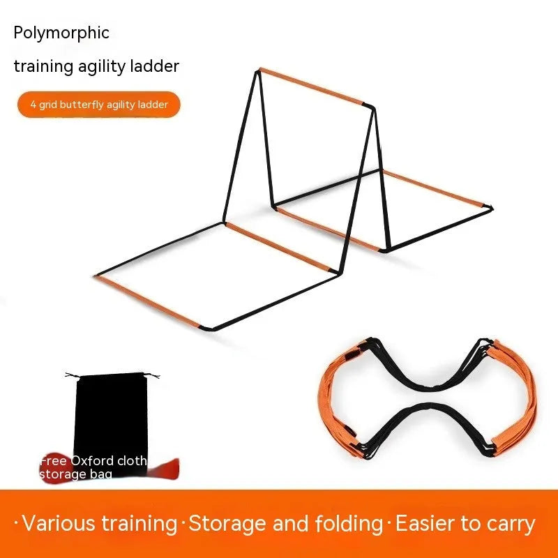 Plastic butterfly agility ladder and jump grid set for children's physical fitness training.