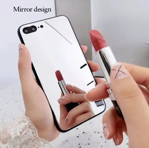 Black mirror phone case for Apple iPhone showing reflective surface on the back cover.