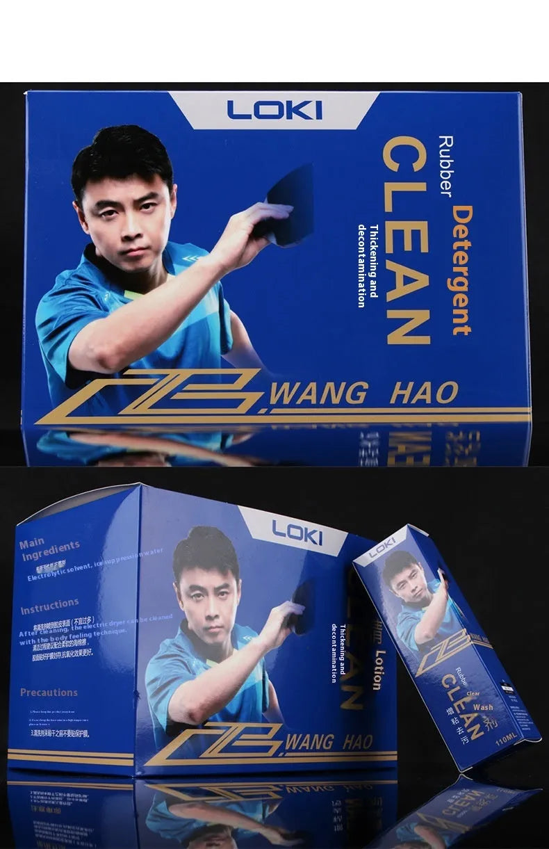 110ml bottle of table tennis rubber cleaning liquid with a sponge applicator.