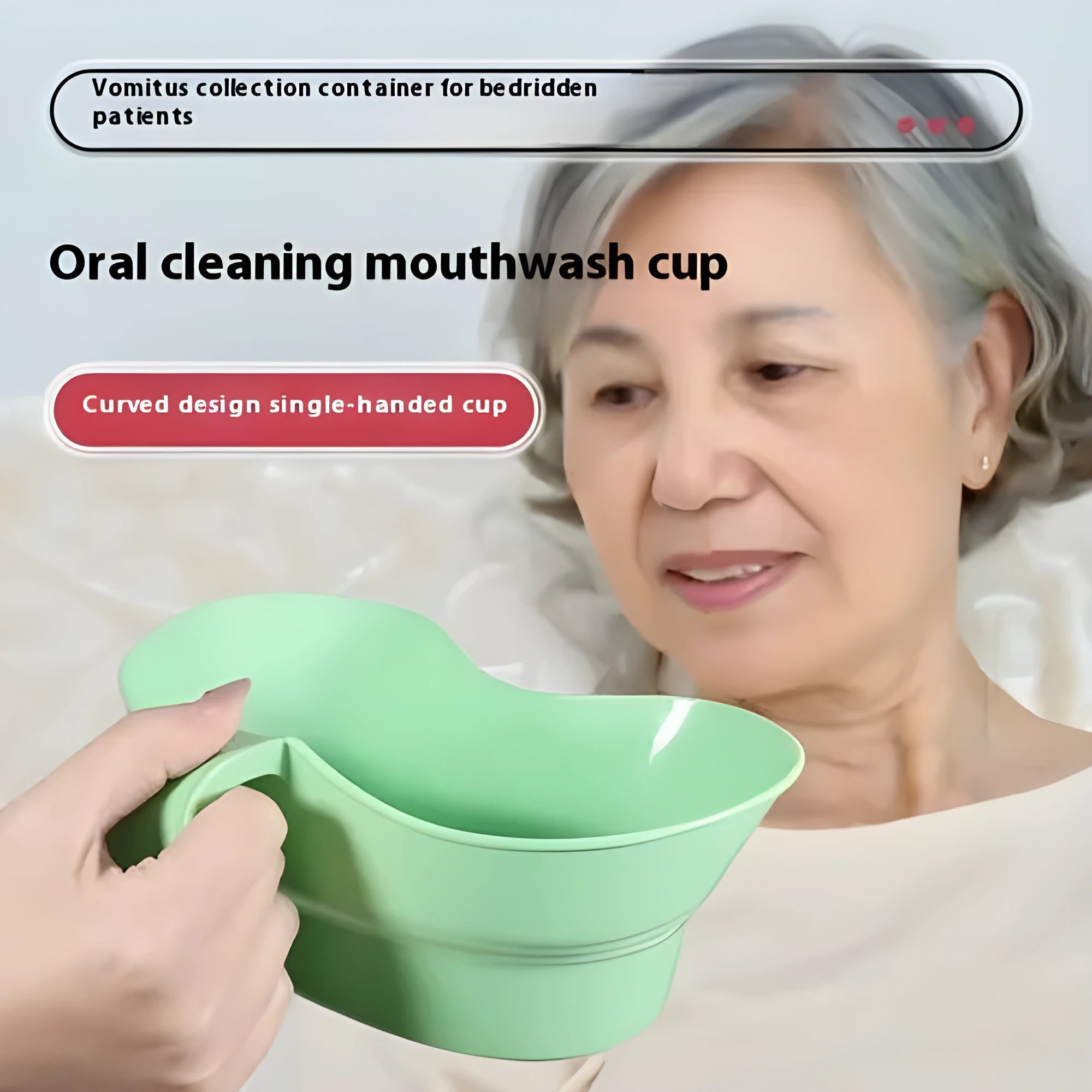 Green plastic bedridden patient gargle cup with flexible straw for elderly oral care