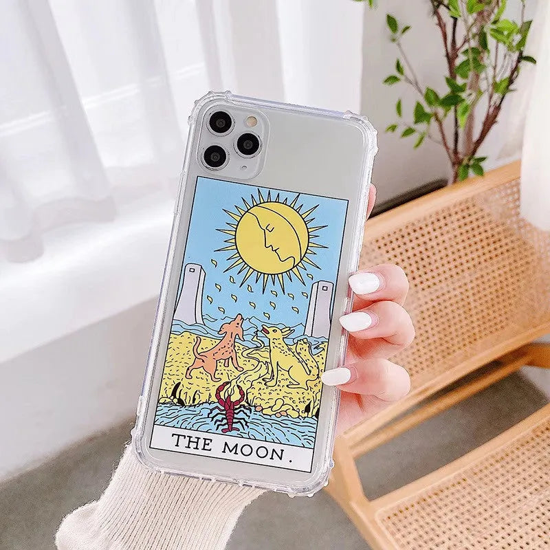 Creative Mythology comic graffiti iPhone case in Sun and Moon colours on a silicone TPU back cover.