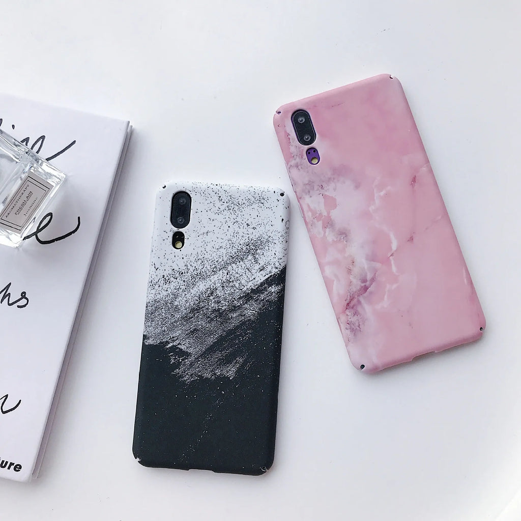 Painted solid black phone case for Honor and Huawei P20, Mate20, and P Smart models