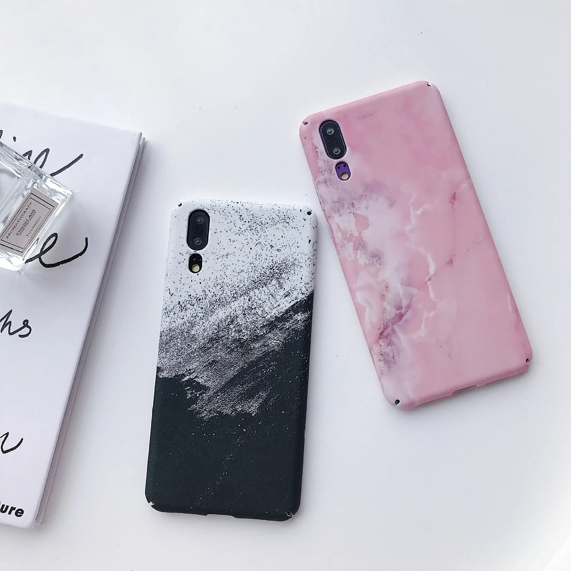 Painted solid black phone case for Honor and Huawei P20, Mate20, and P Smart models