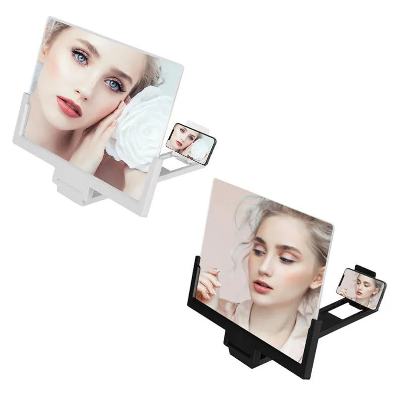 Black and white acrylic mobile phone stand with transparent screen support