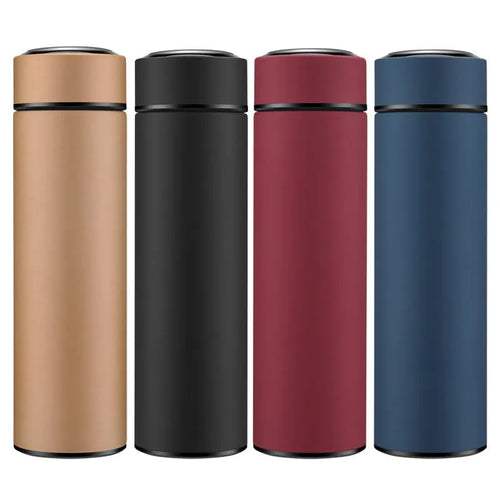 450ml stainless steel vacuum insulated water bottle in black, red, gold or blue with arrow mouth