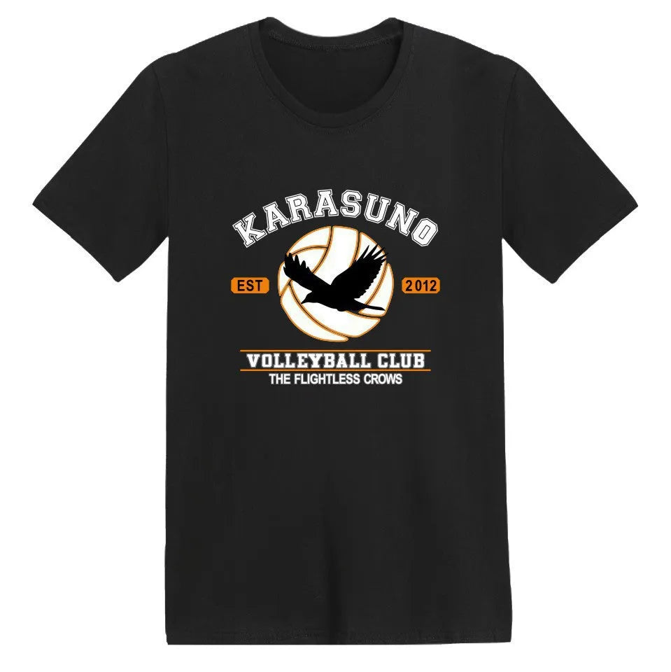 Harajuku anime t-shirt for men with Haikyuu print, milk silk fabric, round neck, short sleeve, available in multiple colours