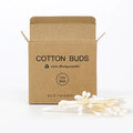 Box of 100 double-ended white cotton swabs for cleaning and beauty use