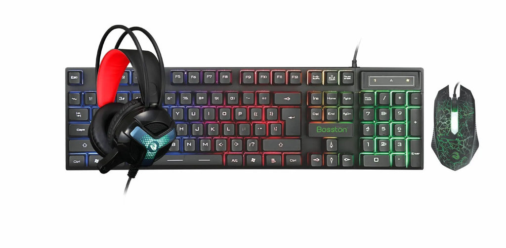 Thunder Wolf T800 gaming keyboard and mouse combo set with headset and mouse pad