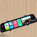 12-inch rearview mirror car tachograph with touchscreen display and dual cameras for front and rear recording