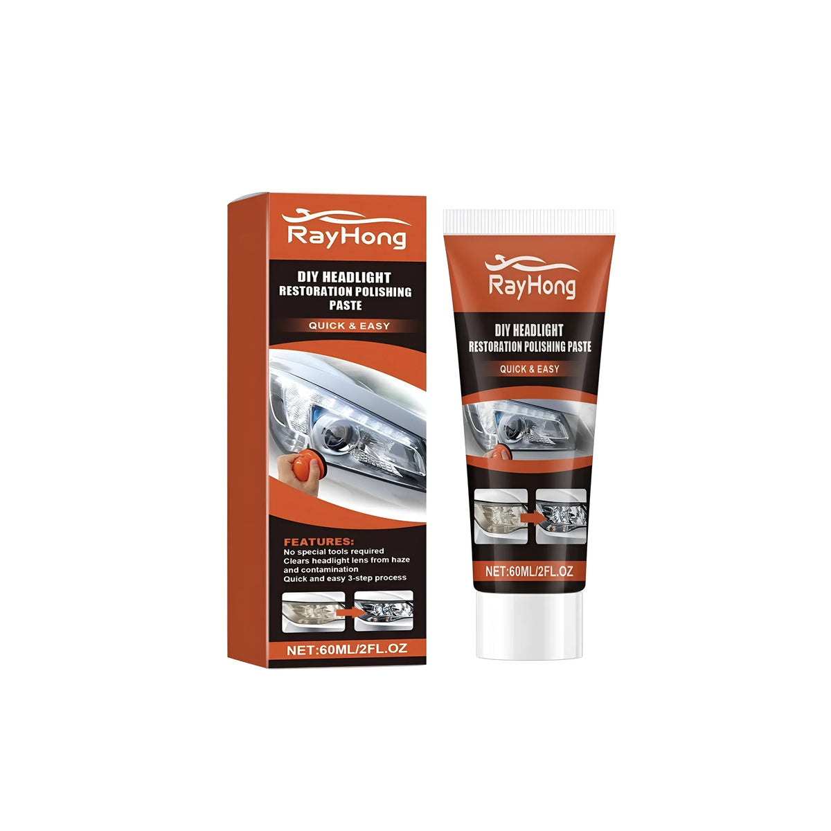 DIY headlight restoration crystal plating polishing paste in 5.5x13.3 cm PE tube