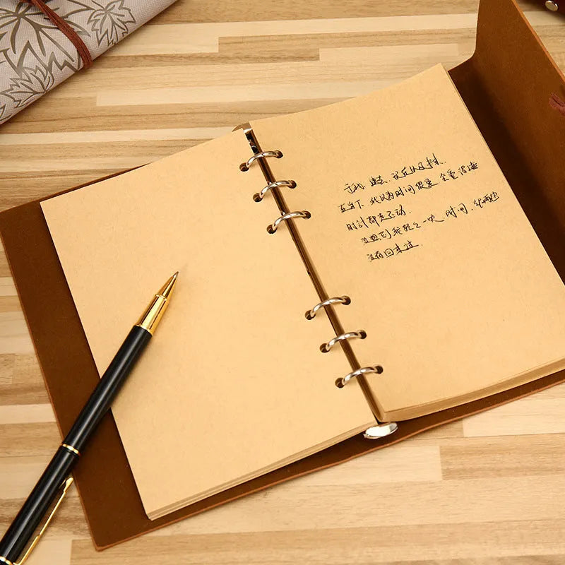 Retro PU leather hand ledger notebook with Daolin paper pages 132mm x 85mm in multiple colours