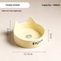 Porcelain cat food and water bowl set with wooden anti-tumble frame in various colours