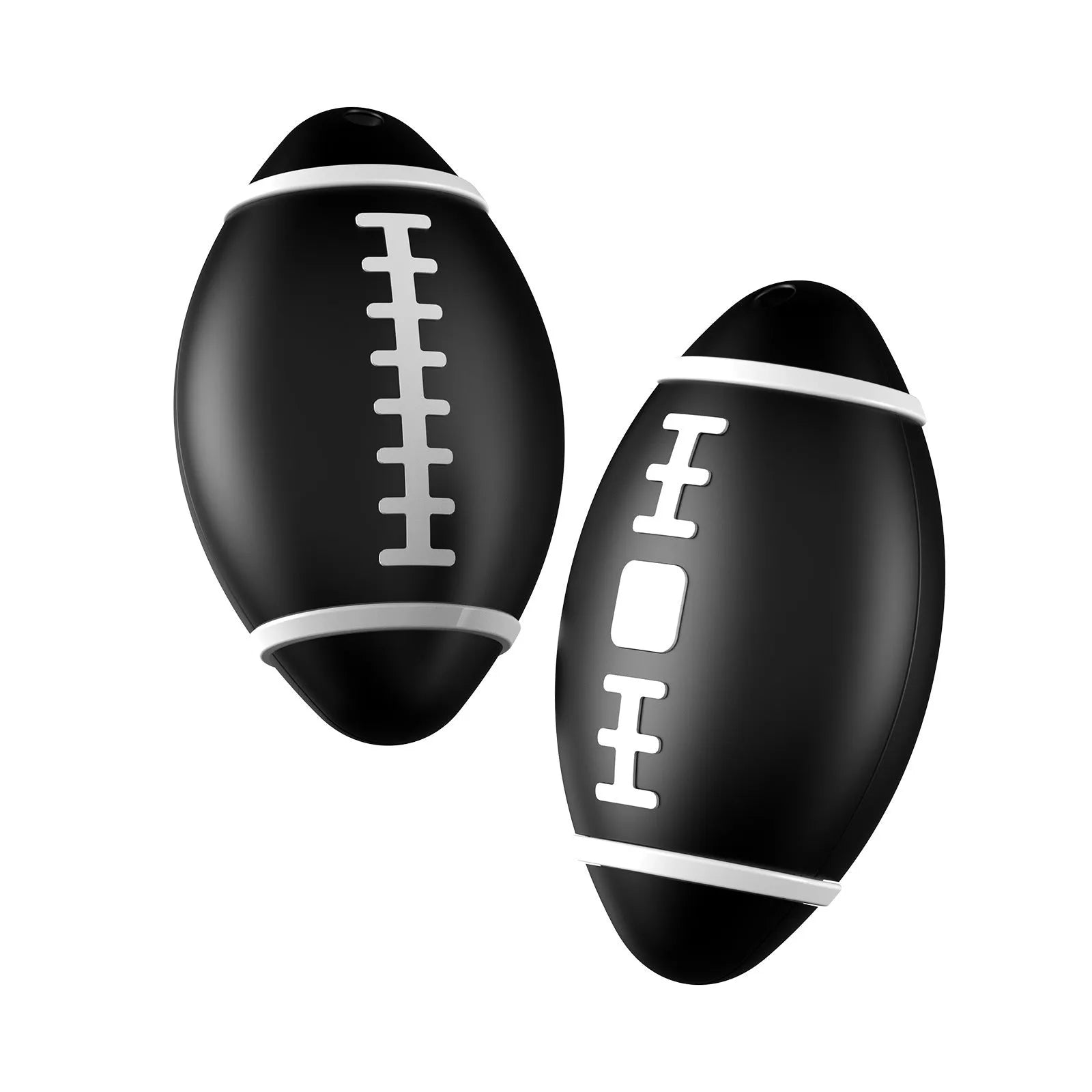 F06 Rugby anti-loss alarm device measuring 31.8mm diameter in black, brown, or green colours