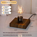 Suspension bulb creative night lamp with iron art construction and black wood grain base