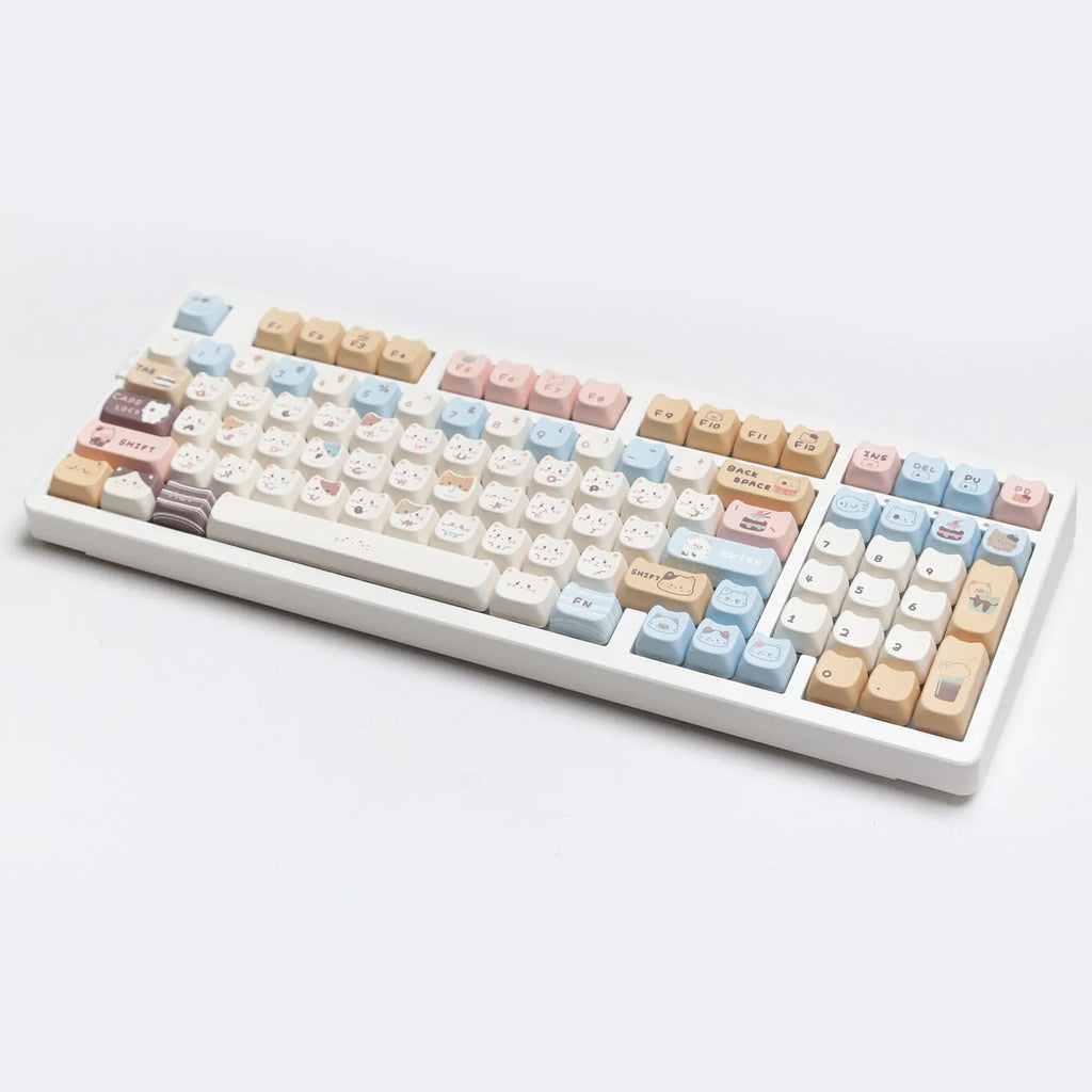 High Sea Salt Cat themed PBT keycap set showing 26 keys and optional 7u space bar supplement