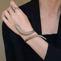Gold snake design bracelet and ring set with exaggerated twisted winding metal jewellery