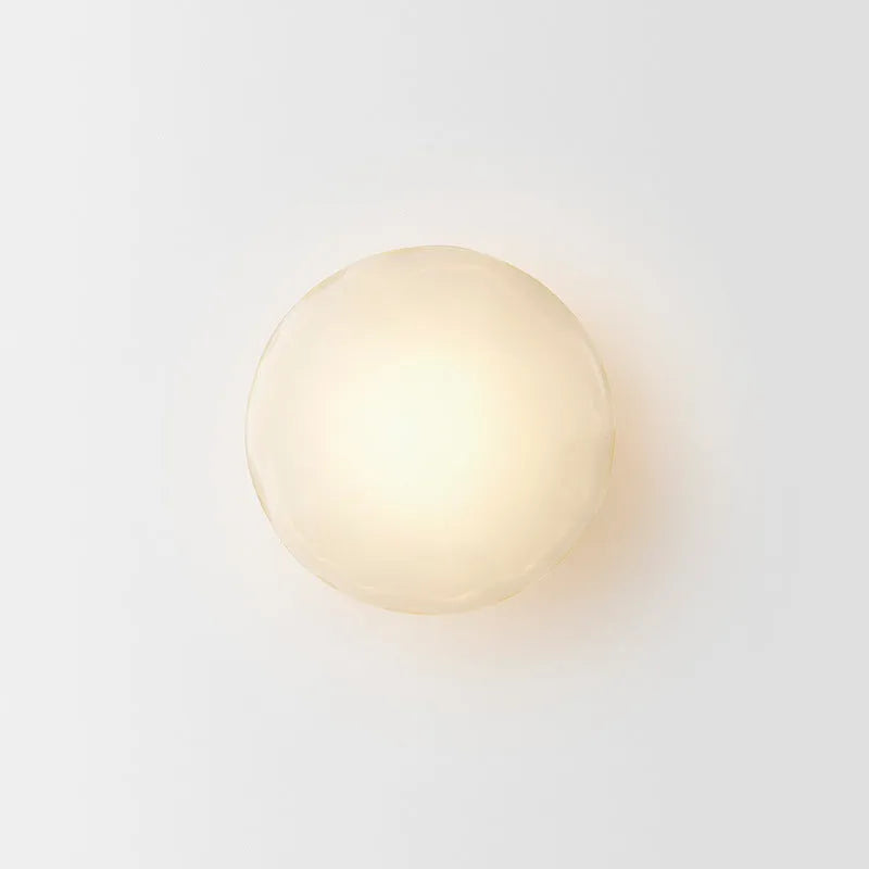 Bedside hotel glass art wall lamp with transparent frosted shade and iron frame