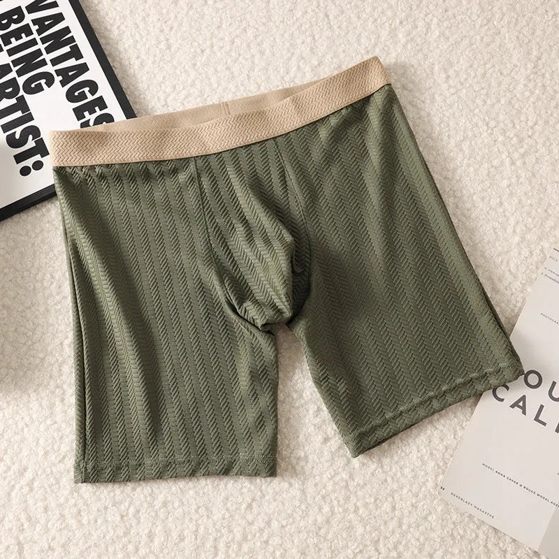 Men's high elasticity nylon jacquard boxer shorts with plants and flowers pattern, available in five colours