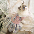 Tartan pattern skirt for dogs and cats in polyester fabric, available in pink, blue and green colours