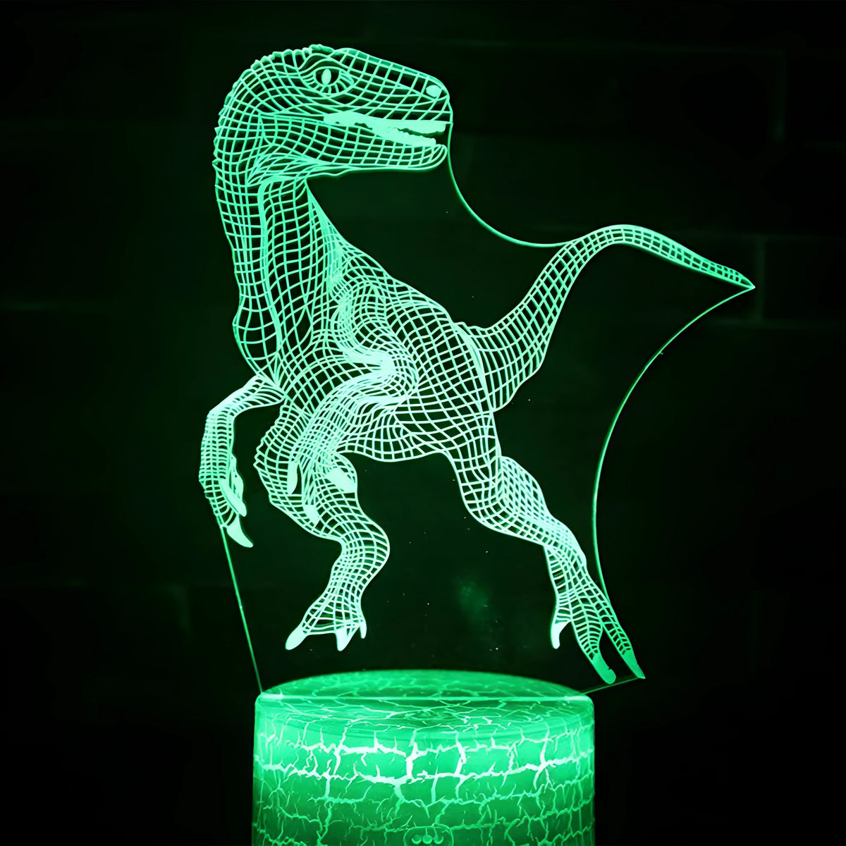 Dinosaur touch seven-color night light with acrylic shade and USB power cable