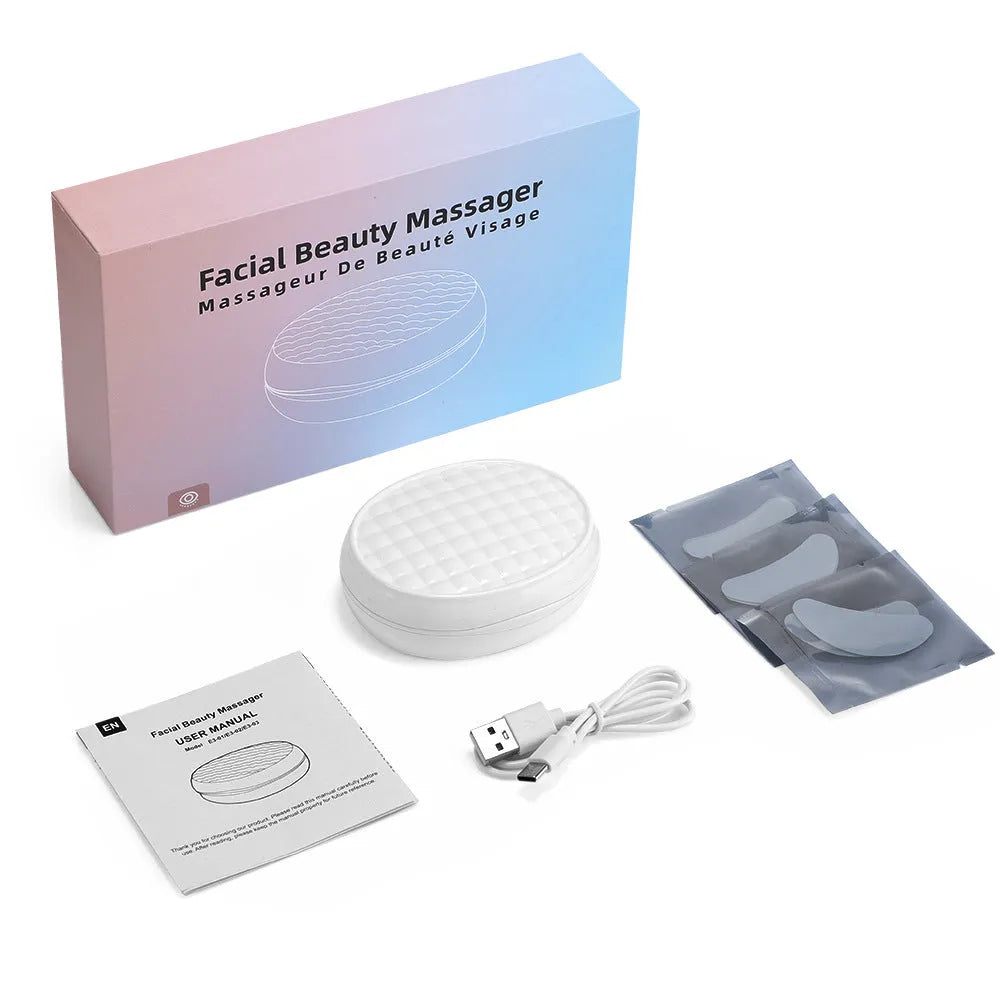White wireless red light EMS eye and facial massager beauty device