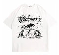 Men's black T-shirt with a colourful retro hip hop graphic print on the front.