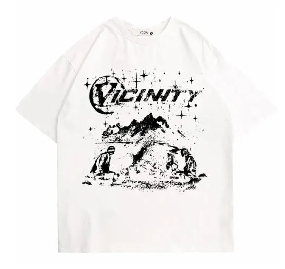 Men's black T-shirt with a colourful retro hip hop graphic print on the front.