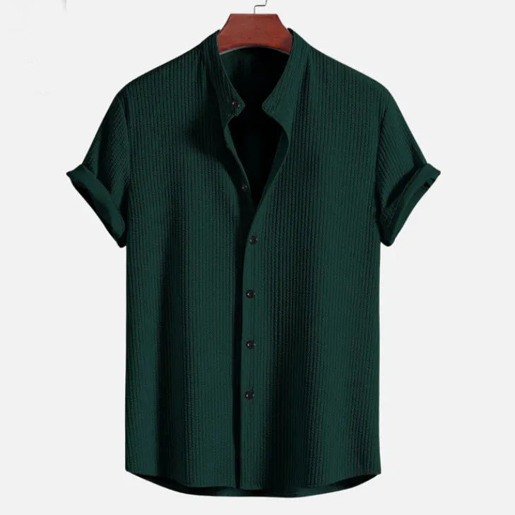 Men's short sleeve loose shirt in polyester fibre available in multiple colours