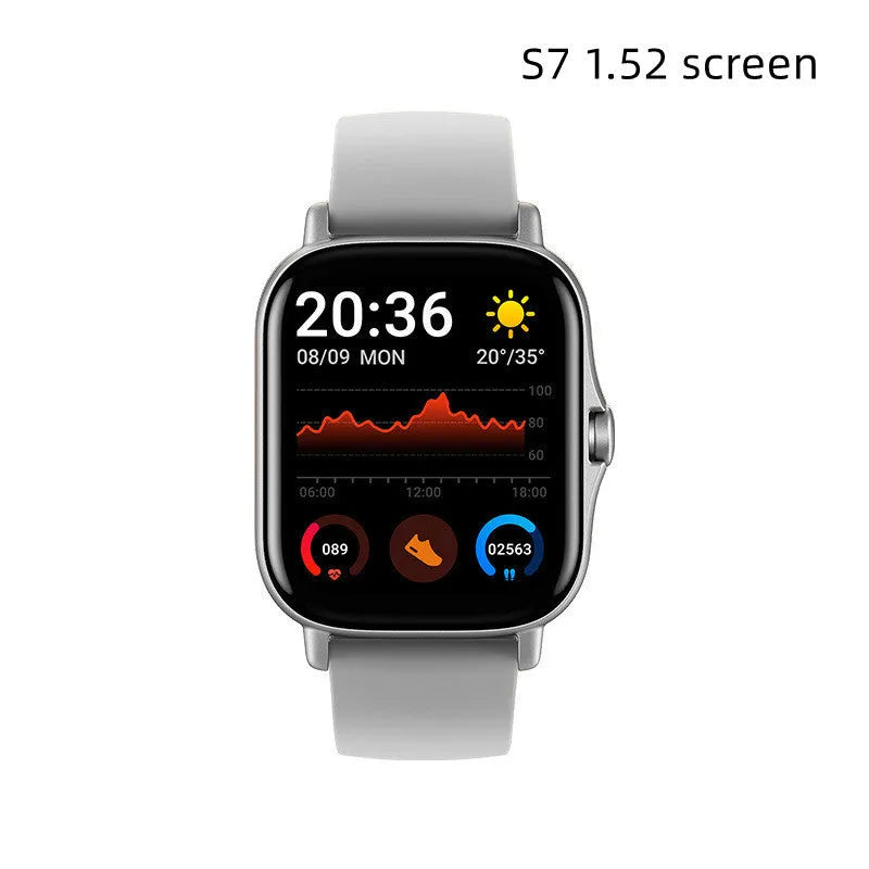 GT20 smartwatch with black silicone wristband and 1.75-inch touch screen displaying health metrics