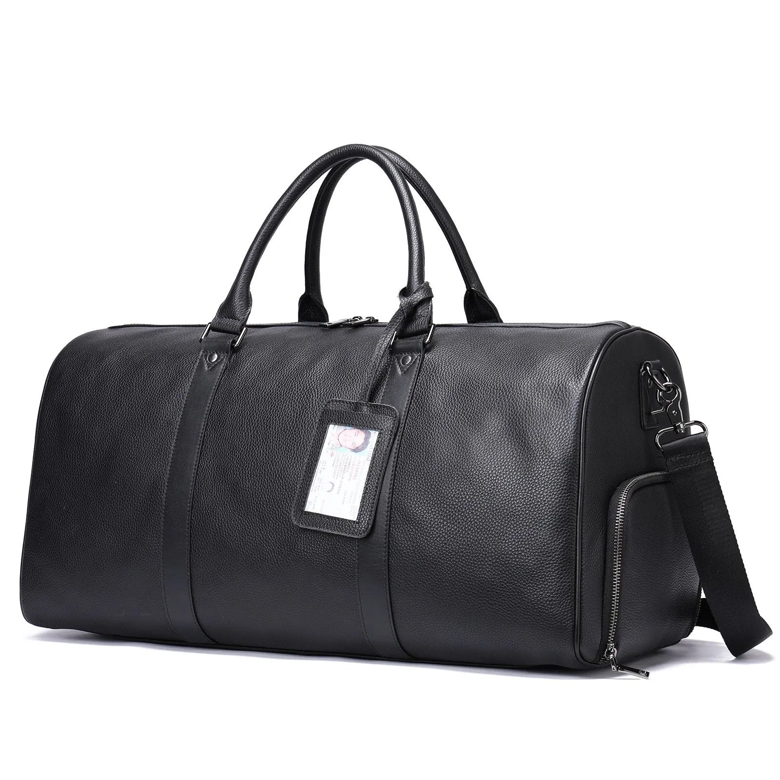 Men's leather excursion bag in black or coffee colour with single shoulder strap