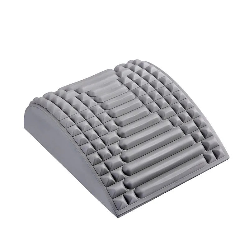 Blue EVA foam back stretcher pillow for lumbar and neck support on a flat surface.