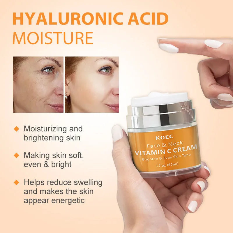 KOEC Retinol VC Neck Cream 50g jar with English packaging for wrinkle reduction and moisturising