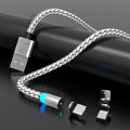 Magnetic mobile phone charging cable with glowing LED light in various colour options