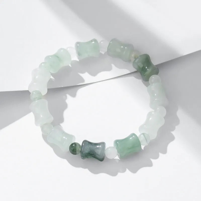 Tianshan Emerald natural chalcedony beaded bracelet with diamond jade stones and coconut shell beads