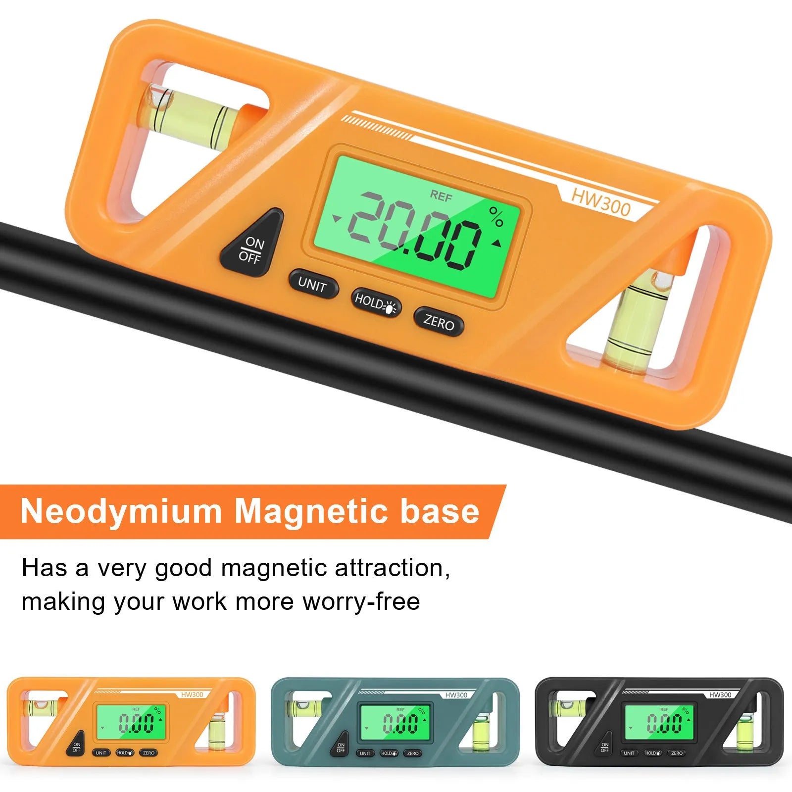 Digital magnetic inclinometer level meter for precise angle measurement on metal surfaces