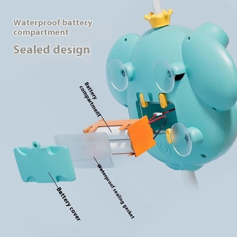 Electric elephant-shaped bubble shower head toy for children's bath time